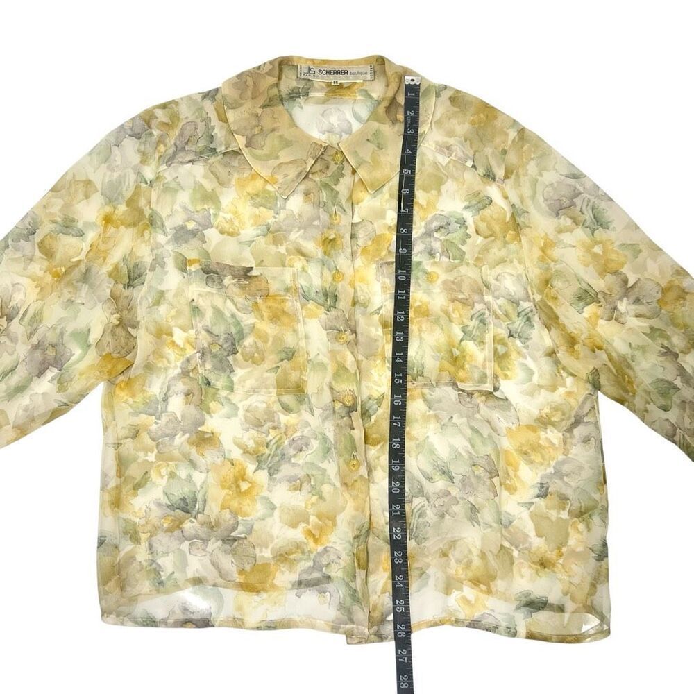 Jean-Louis Scherrer Women's Multicolor Floral Button Silk Blouse XLarge Vintage - Picture 8 of 12